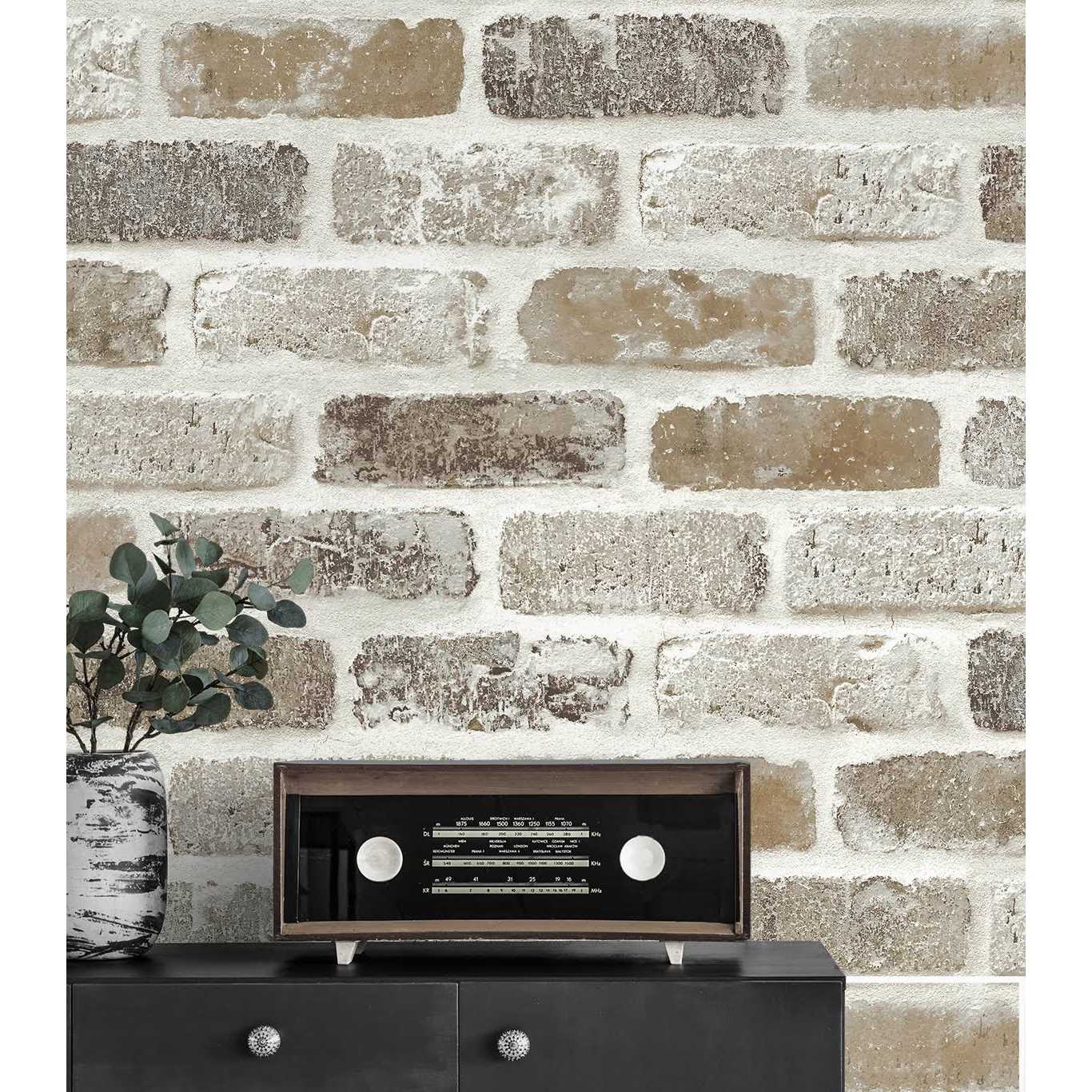 NextWall Washed Brick Peel and Stick Wallpaper