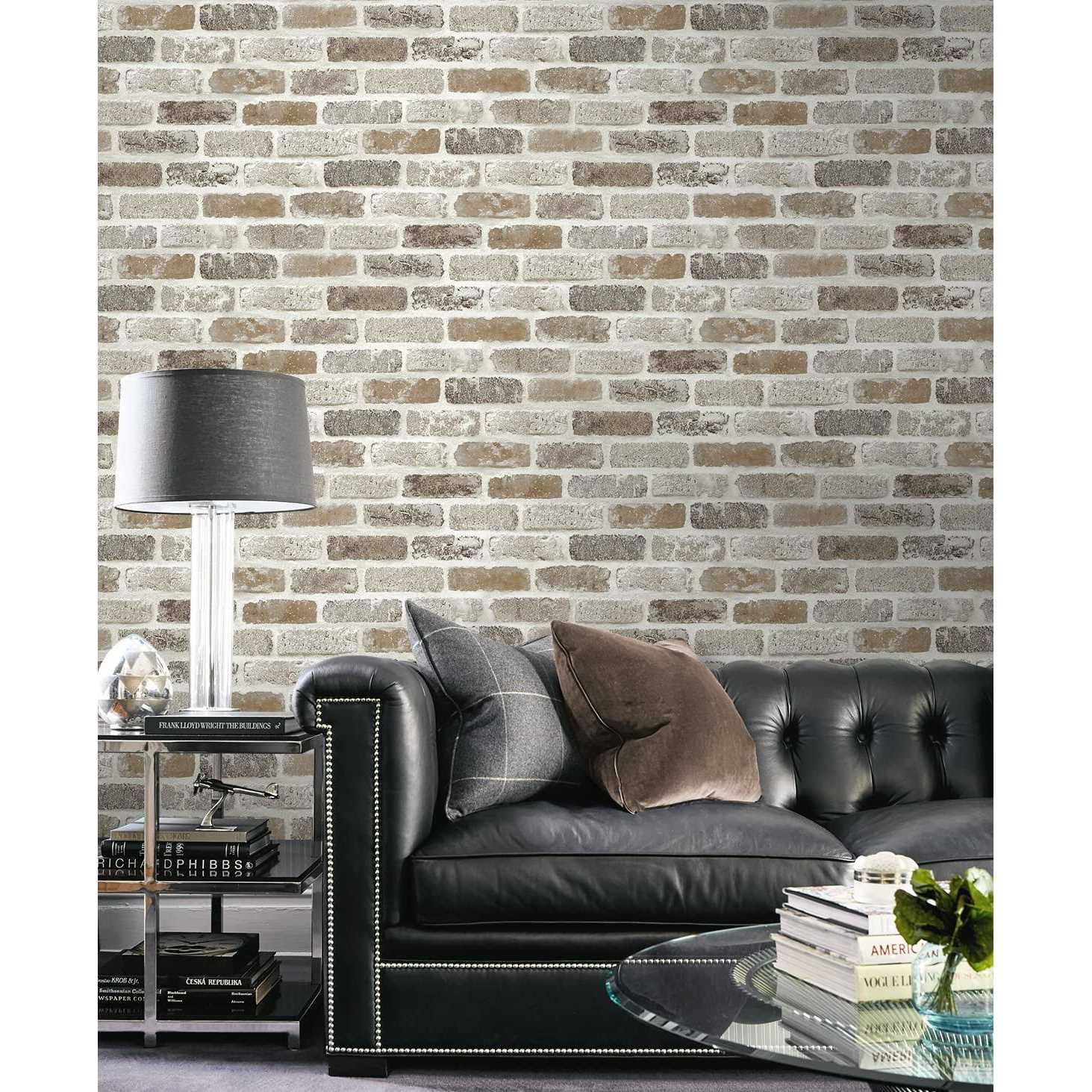 NextWall Washed Brick Peel and Stick Wallpaper