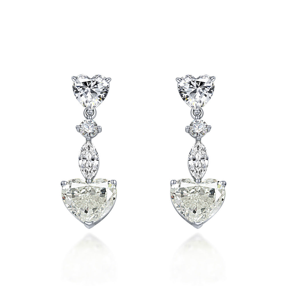 5 carat high carbon diamond earrings inlaid with love 10*12 beautiful temperament women’s earrings silver