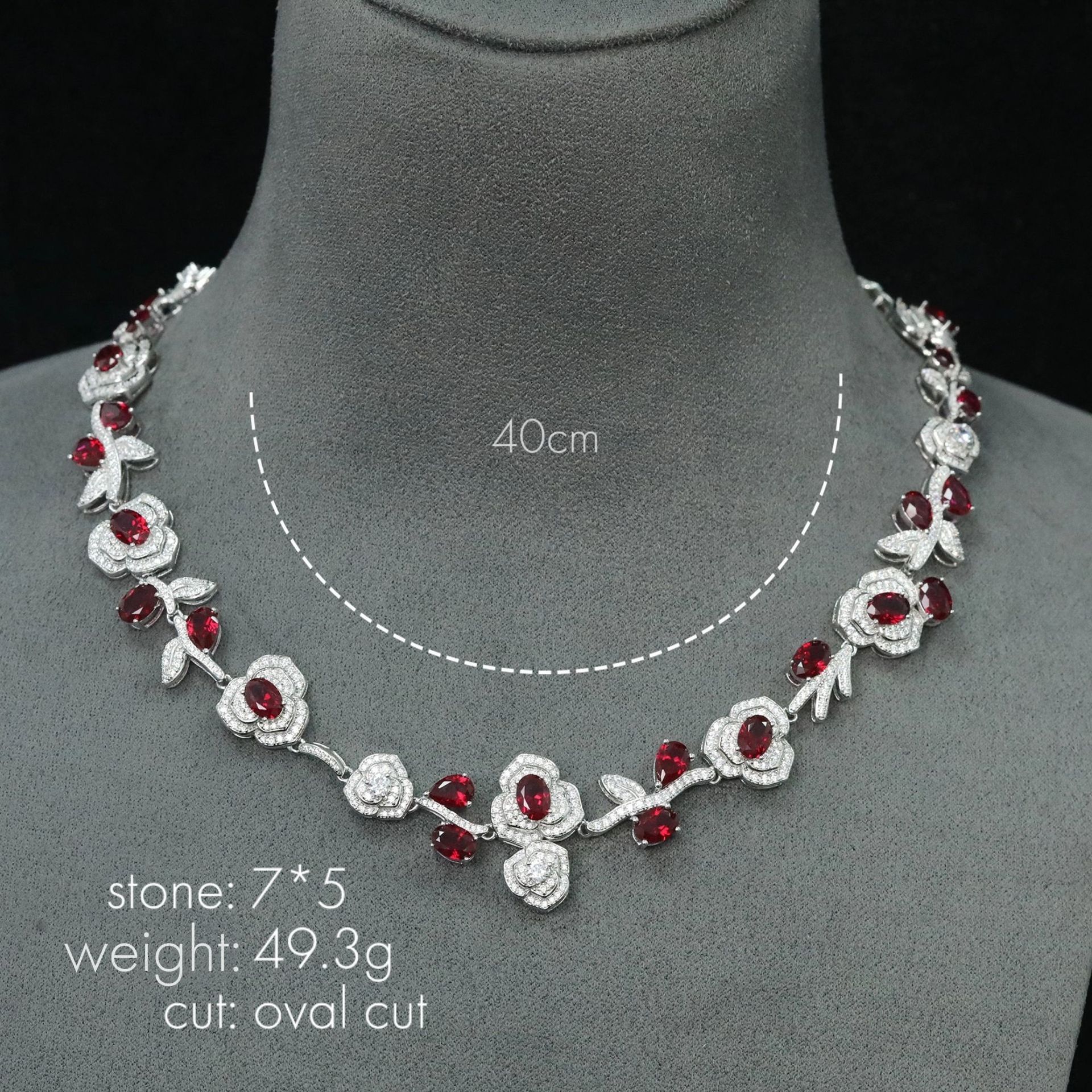 925 Silver Gold-Plated High Carbon Diamond Pigeon Blood Red Thorn Rose Necklace
