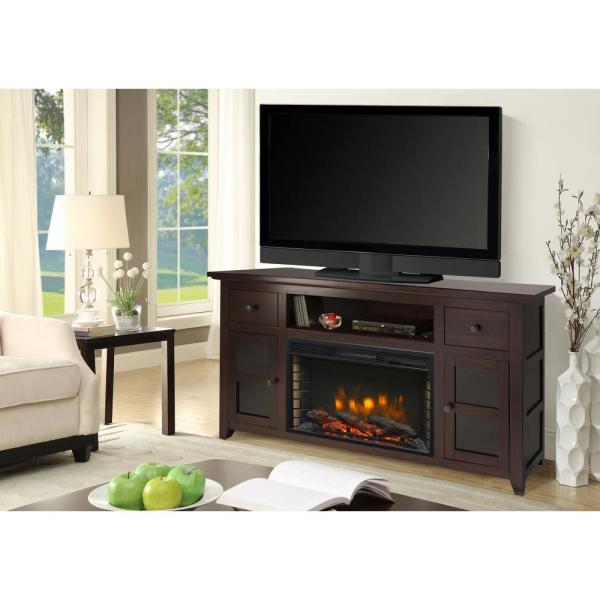 Winchester 56 in. Freestanding Electric Fireplace TV Stand in Dark Walnut
