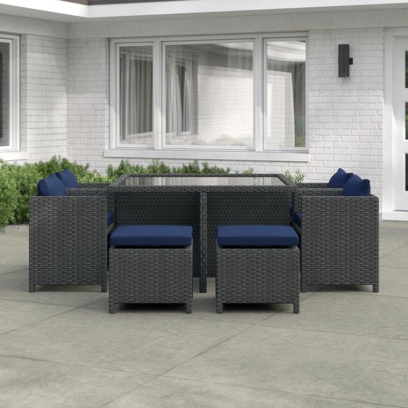 Tripp Square 6 – Person 52.5&” Long Dining Set with Cushions