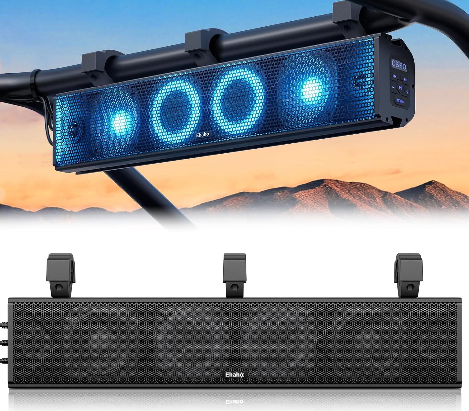 25 Inch UTV Sound Bar, ATV SoundBar Bluetooth with RGB Lighting, Amplified Sound Bar, Waterproof Golf Cart Sound Bar, UTV Speakers Compatible with Polaris RZR Can-Am