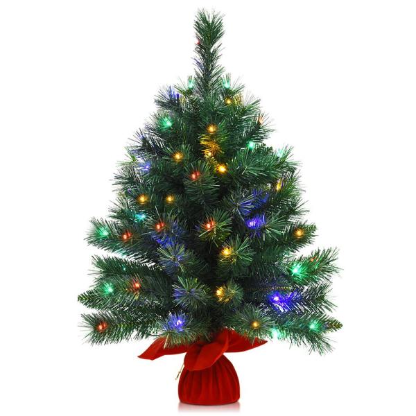 26 in. Pre-Lit Tabletop Fir Christmas Tree 8 Flash Modes in Green