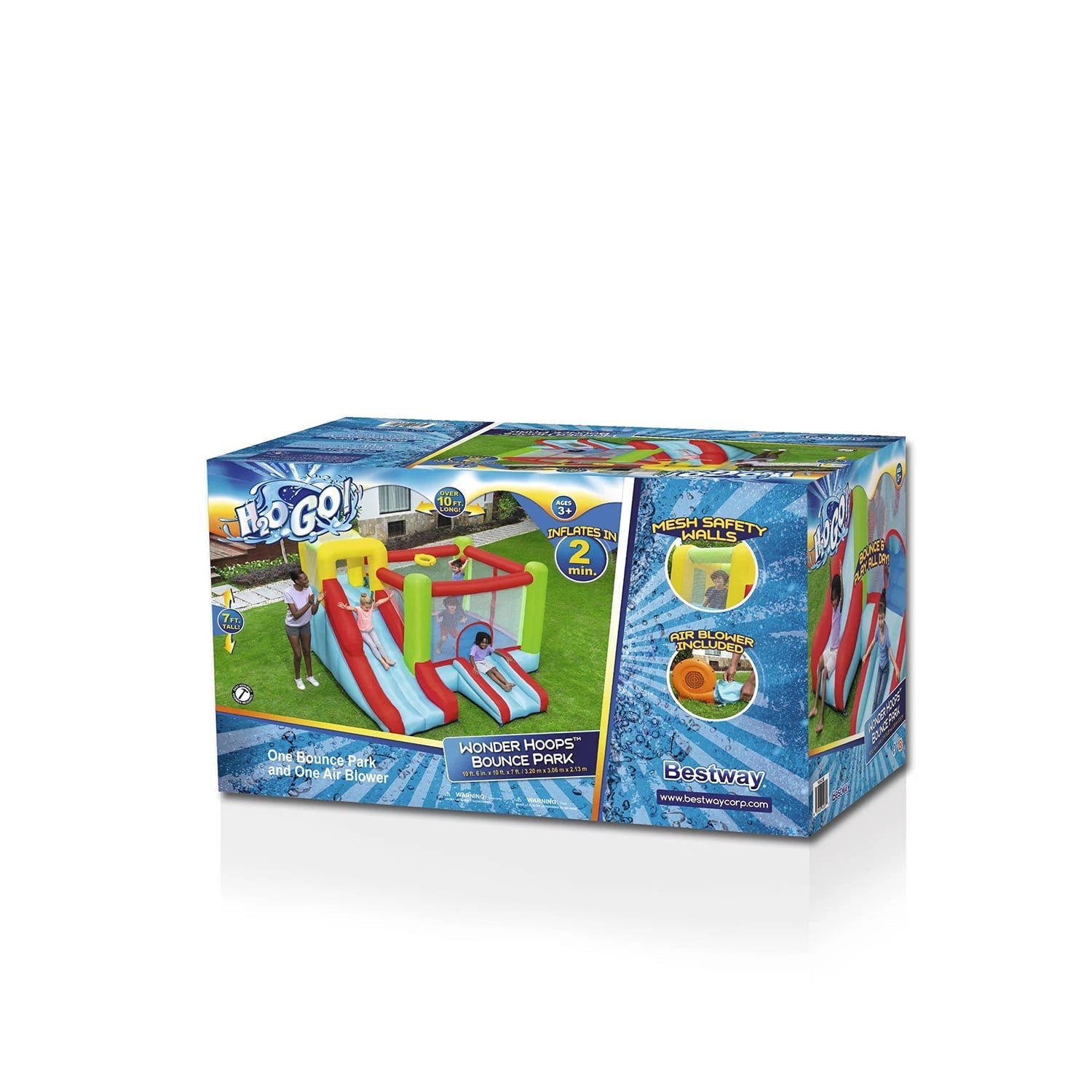 Up, In and Over Wonder Hoops 10′ Iatable Bounce House Park with Basketball and Slide. 126