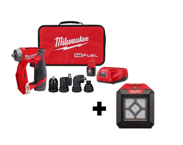 2505-22-2364-20 M12 12V Lithium-Ion Brushless Cordless 4-in-1 Installation 3/8 in. Drill Driver Kit W/ M12 Flood Light