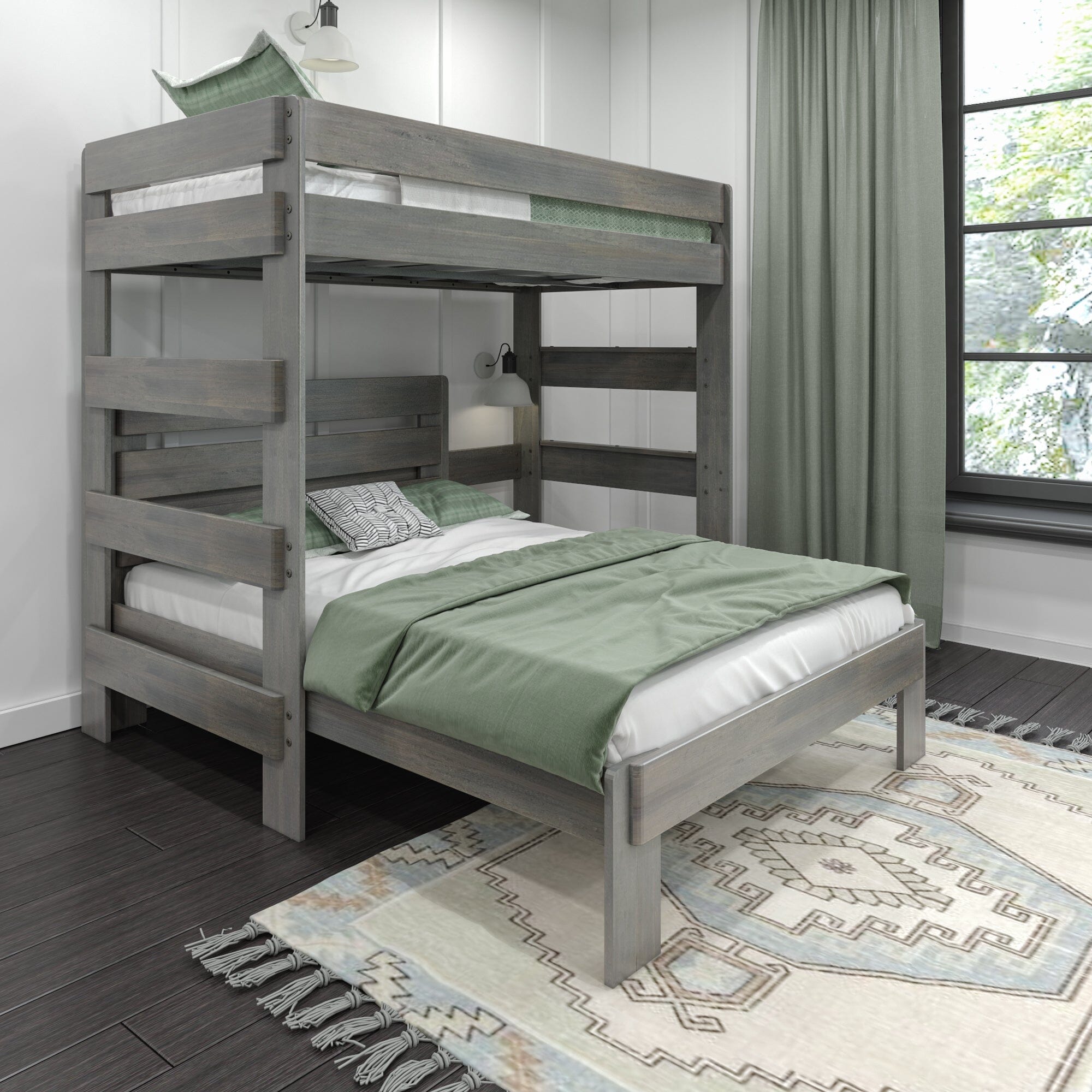 🎄Store Closing Sale💖Modern Farmhouse Twin over Full L-Shaped Bunk Bed