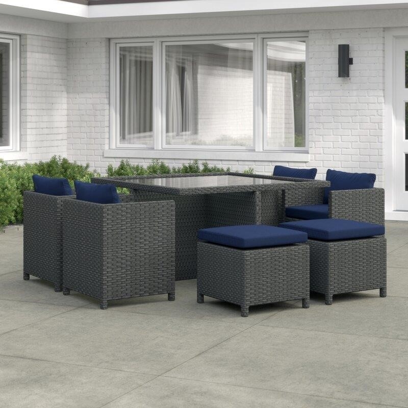 Tripp Square 6 – Person 52.5&” Long Dining Set with Cushions