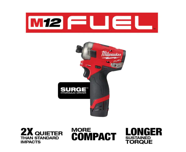 2551-22-2540-20 M12 FUEL 12V Lithium-Ion Brushless Cordless SURGE 1/4 in. Hex Impact Driver and M12 23-Gauge Pin Nailer Combo Kit