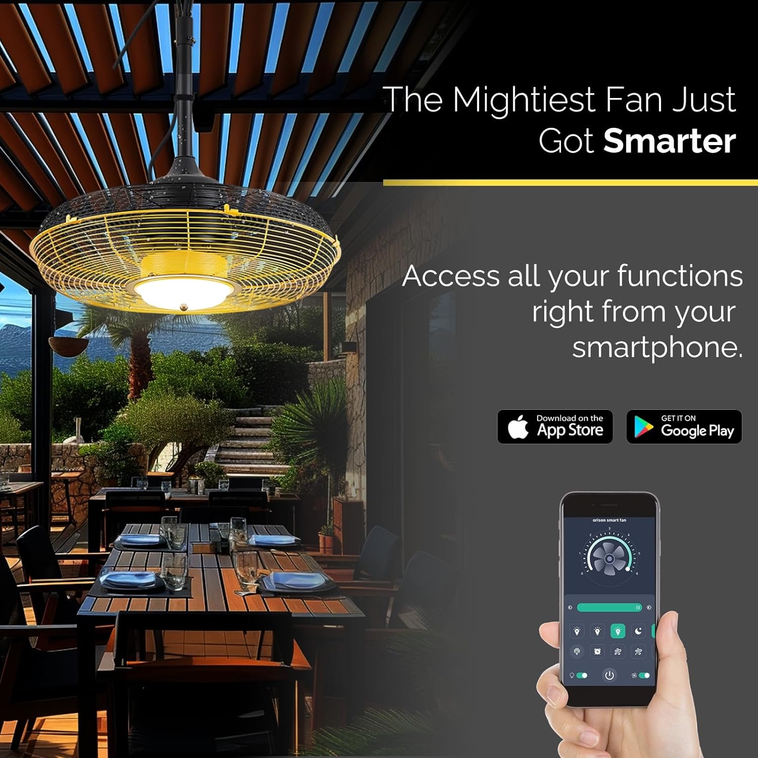 21&” Outdoor Ceiling Fan with Light, Plug in Ceiling Fan with Remote, Gazebo Fans Outdoor Hanging for Patios Waterproof, Wet Rated Hanging Fan with App Control