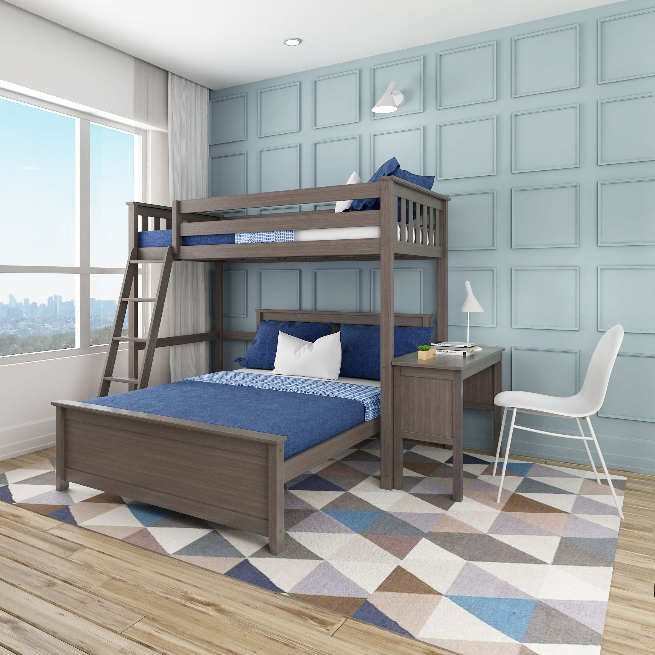 🎄Store Closing Sale💖Twin over Full L-Shaped Bunk Bed with Desk