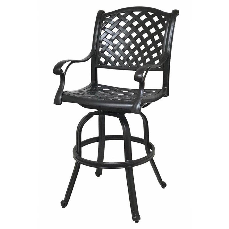 Wachtel Round 4 – Person 48&” Long Aluminum Bar Height Dining Set with Cushions