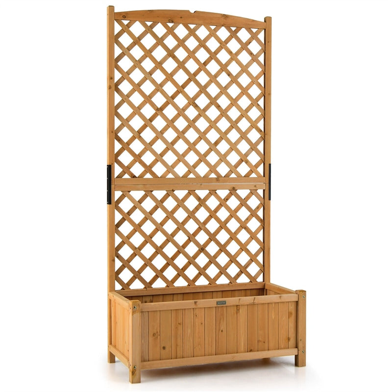 Wooden Raised Garden Bed 71 High Planter with Trellis for Plant Flower Climbing Pot Hanging-1