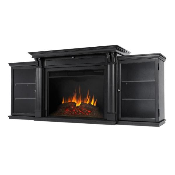 Tracey Grand 84 in. Electric Fireplace TV Stand Entertainment Center in Black