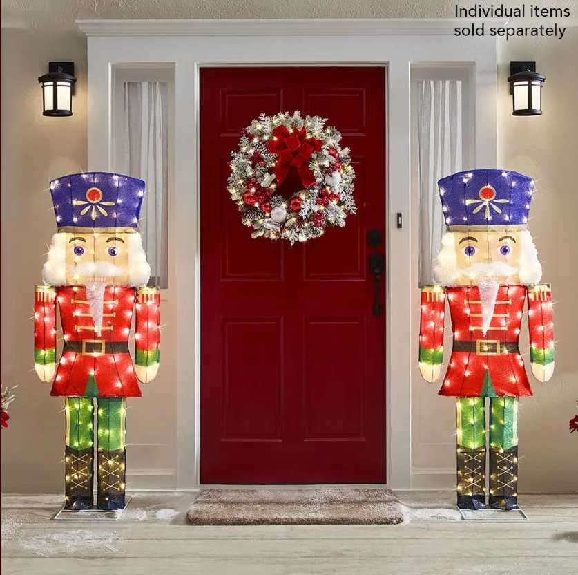 ⏰Christmas Clearance Sale⏰The Outdoor 5′ Twinkling Nutcracker – Solar energy storage function