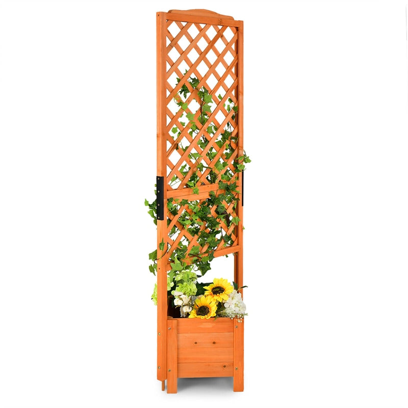 Wooden Raised Garden Bed 71 High Planter with Trellis for Plant Flower Climbing Pot Hanging