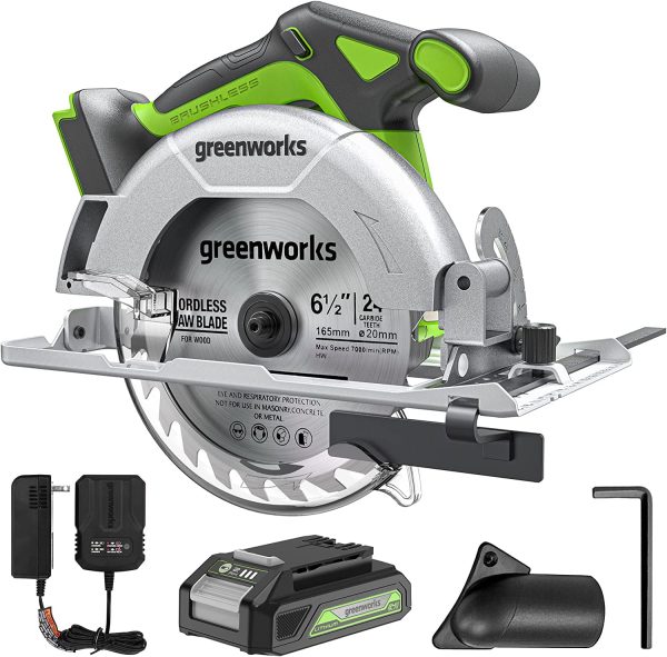 24V Brushless 6-1/2 Circular Saw Kit with 24V 2Ah Battery and Charger