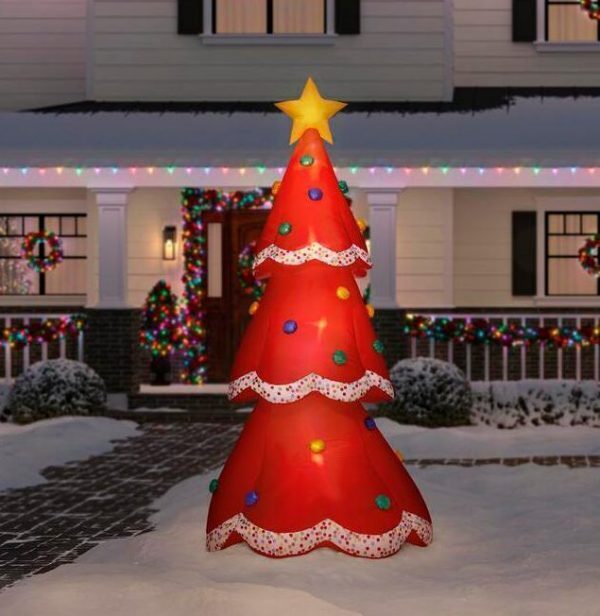 12 5 ft iatable fuzzy plush red christmas tree