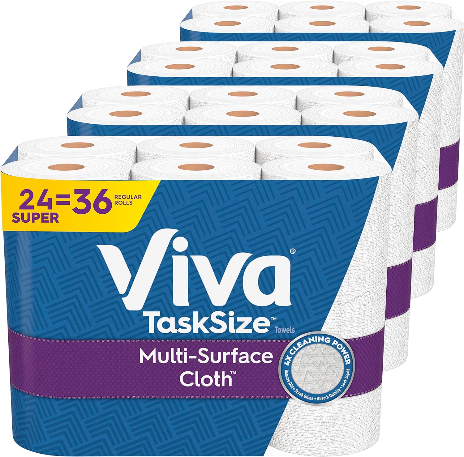 Viva Multi-Surface Cloth Paper Towels, Task Size – 24 Super Rolls (81 Sheets per Roll)