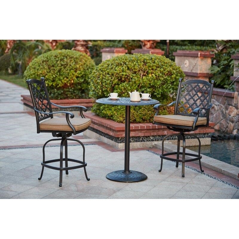 Waconia Round 2 – Person 30&” Long Aluminum Bar Height Dining Set with Cushions