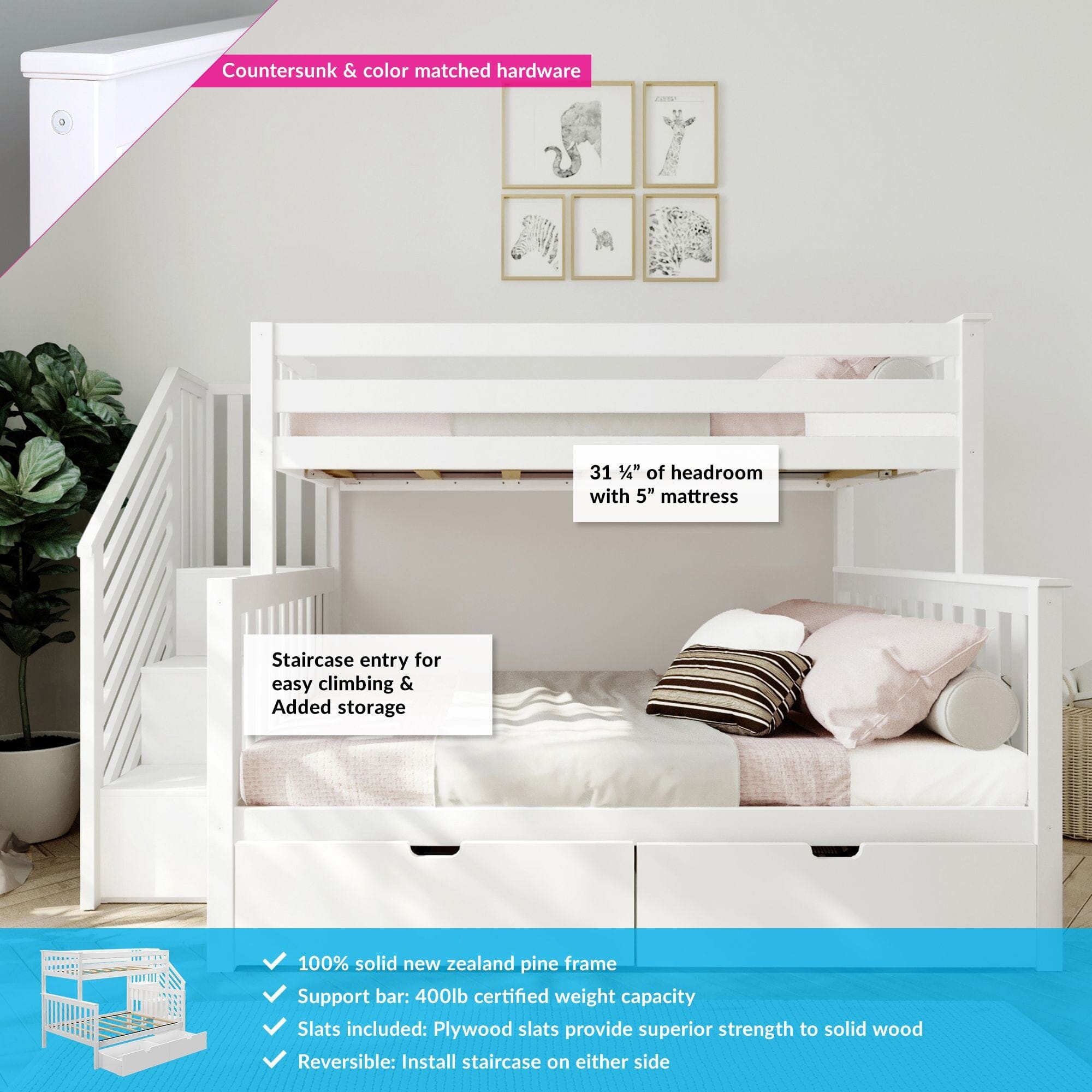 🎄Store Closing Sale💖Twin over Full Staircase Bunk with Storage Drawers