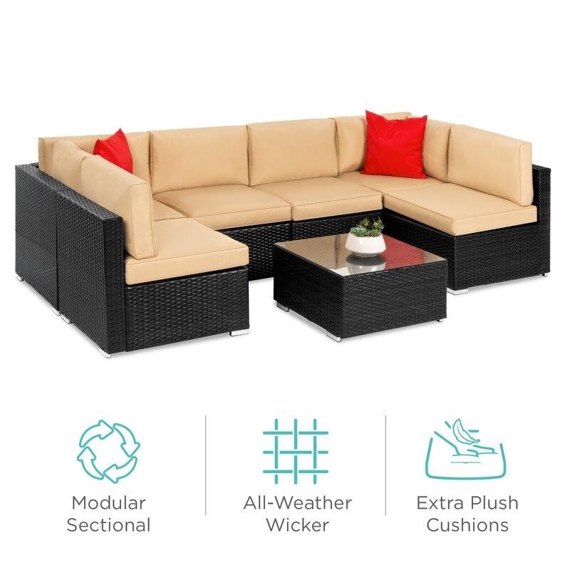 Wicker/Rattan 6 – Person Seating Group with Cushions