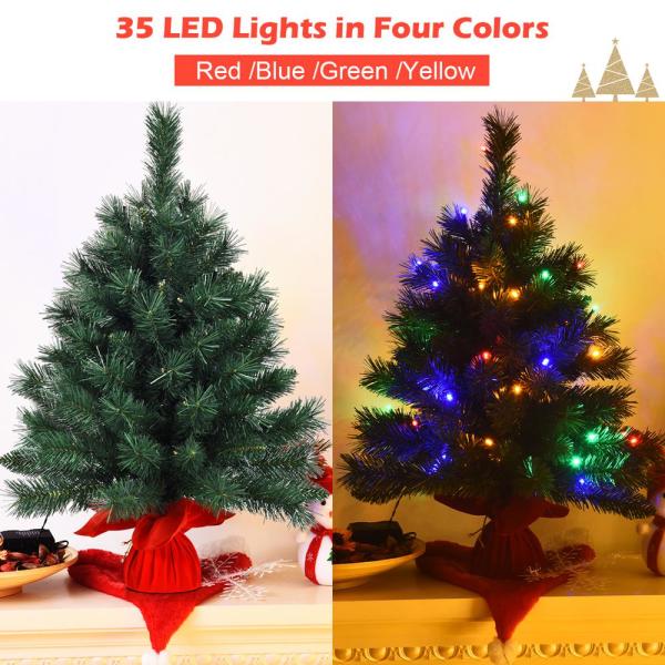 26 in. Pre-Lit Tabletop Fir Christmas Tree 8 Flash Modes in Green