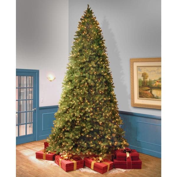 12 ft. Pre-Lit Downswept Douglas Fir Artificial Christmas Tree with Clear Lights