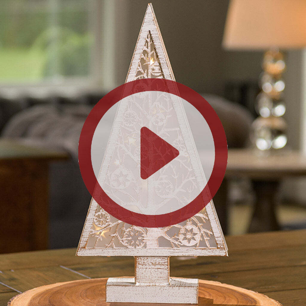 Winter Grace Lighted Wood Cut Tree