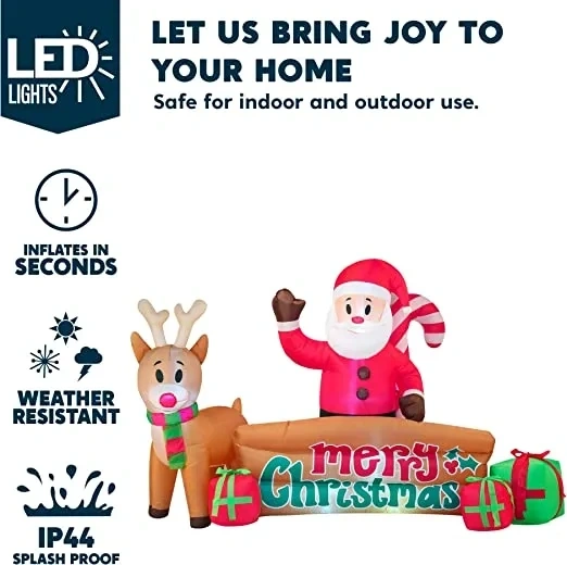 10ft LED Iatable Santa Merry Christmas Sign