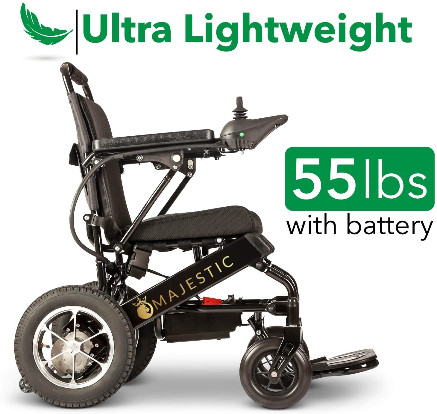 2020 New Folding Ultra Lightweight Electric Power Wheelchair, Silla de Ruedas Electrica, FDA Approved and Air Travel Allowed, Heavy Duty, Mobility Motorized, Portable Power (17.5 Seat Width)