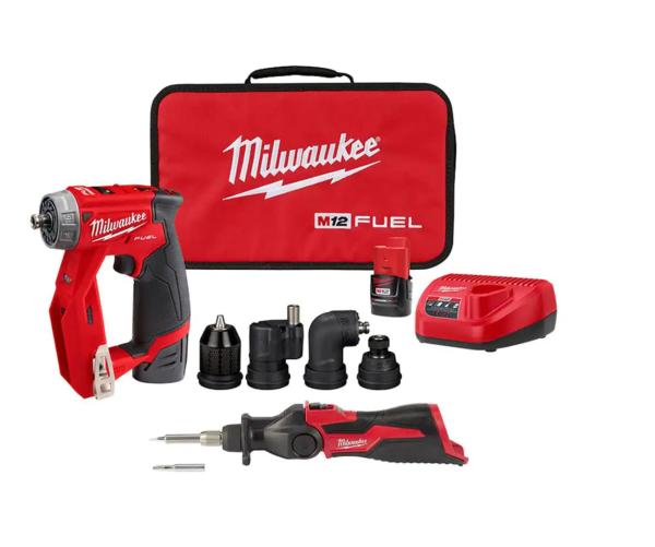2505-22-2488-20 M12 12-Volt Lithium-Ion Brushless Cordless 4-in-1 Installation 3/8 in. Drill Driver Kit with M12 Soldering Iron