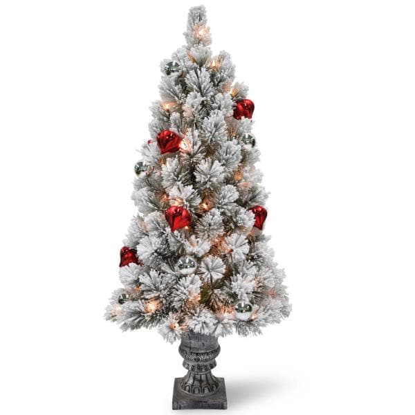 2 ft. Snowy Bristle Pine Tabletop Tree with Battery Operated LED Lights