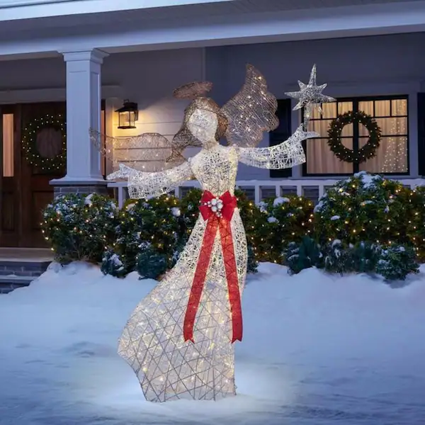 White LED Angel with Star Holiday Yard Decoration