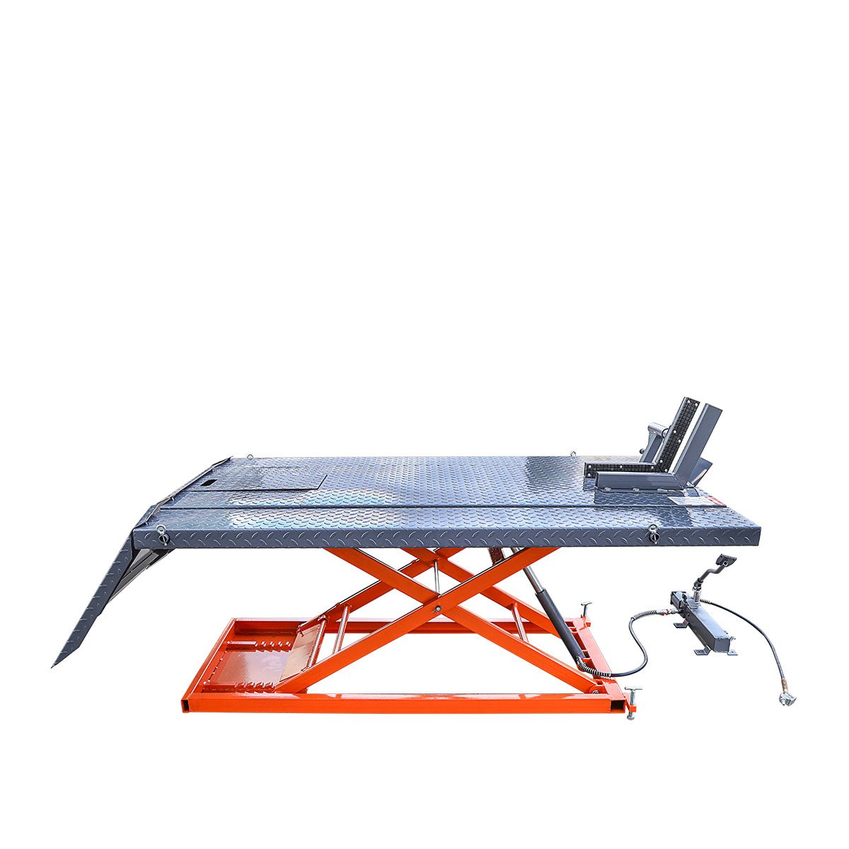 TMG-1500PML 1500-lb Portable Motorcycle/ATV Scissor Lift, 48&” Work Platform, Air and Foot Pedal Operating