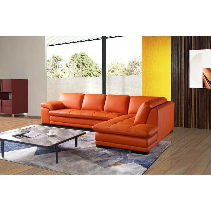 124″ Wide Leather Match Sofa & Chaise