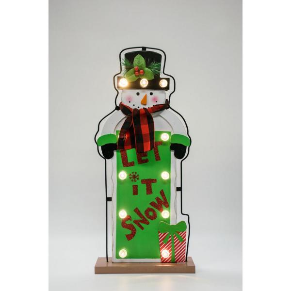 24 in. Artificial Christmas Wreath with Train, Sleigh, Gift Box, Lighted HO HO HO & Let it Snow and Bejeweled Ornaments