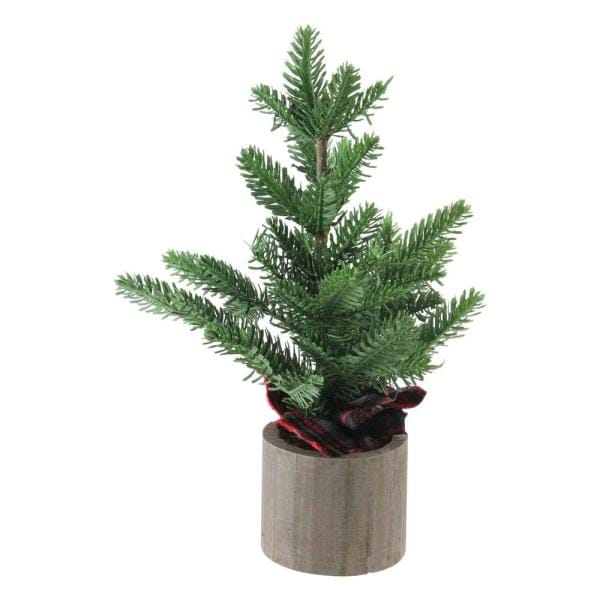 16 in. Artificial Pine Christmas Tree in Wooden Pot Table Top Decoration