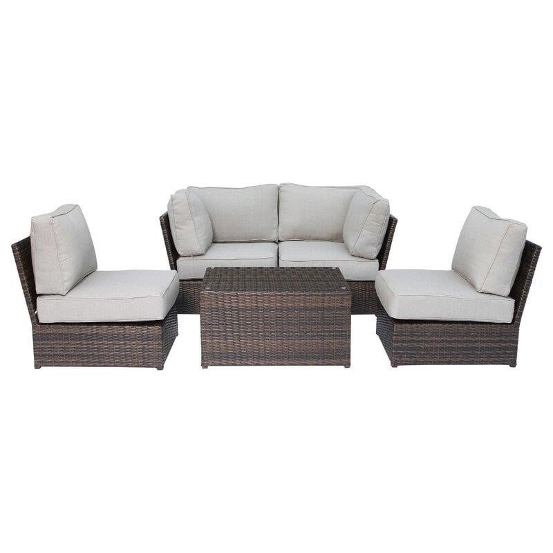 Widener Wicker/Rattan 4 – Person Seating Group with Cushions