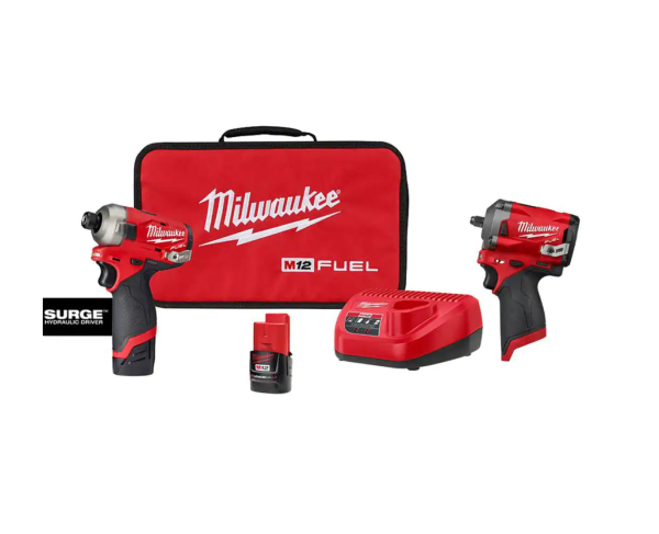 2551-22-2554-20 M12 SURGE 12V Lithium-Ion Brushless Cordless 1/4 in. Hex Impact Driver Compact Kit M12 3/8 in. Impact Wrench
