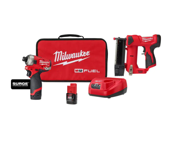 2551-22-2540-20 M12 12V Lithium-Ion Brushless Cordless SURGE 1/4 in. Hex Impact Driver and M12 23-Gauge Pin Nailer Combo Kit