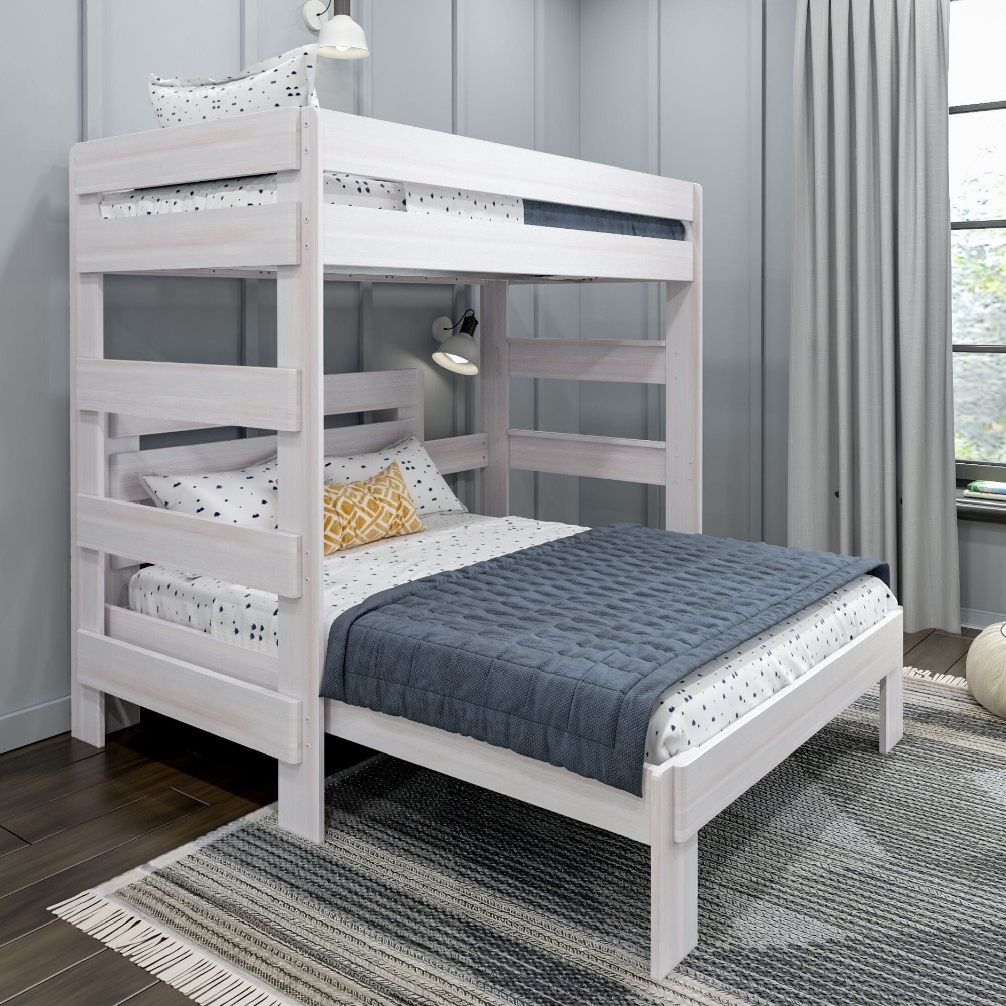 🎄Store Closing Sale💖Modern Farmhouse Twin over Full L-Shaped Bunk Bed