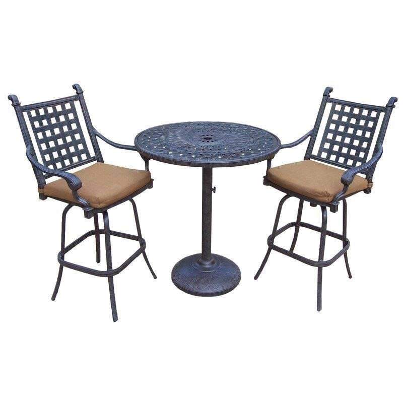 Vandyne Round 2 – Person 36&” Long Aluminum Bar Height Dining Set with Cushions