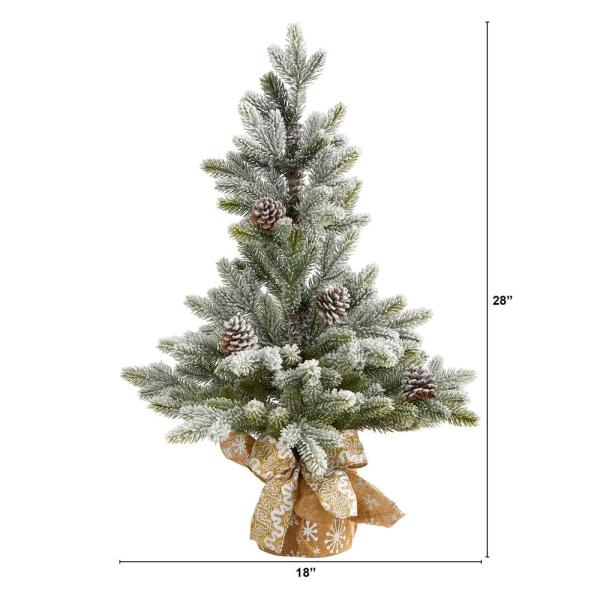 28 in. Flocked Artificial Christmas Tree with Pine Cones
