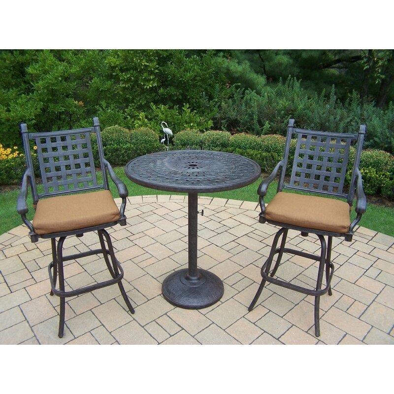Vandyne Round 2 – Person 36&” Long Aluminum Bar Height Dining Set with Cushions