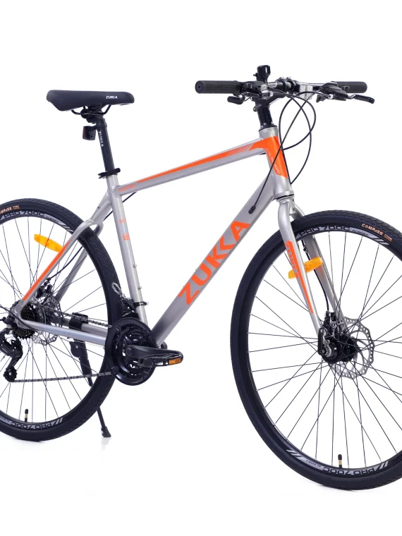 28 inch Hybrid Bike Men, Road Bike with Shimano 21 Speed, 700C Wheels, Comfort Adult Bicycle with Dual Disc Brake, 21 Lightweight Aluminium Frame, Suggested Rider 5’6 to 6’2 Tall- Silver+Orange