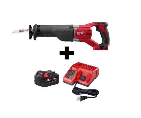 2621-20-48-59-1850 M18 18V Lithium-Ion Cordless Reciprocating Saw with M18 Starter Kit (1) 5.0Ah Battery and Charger