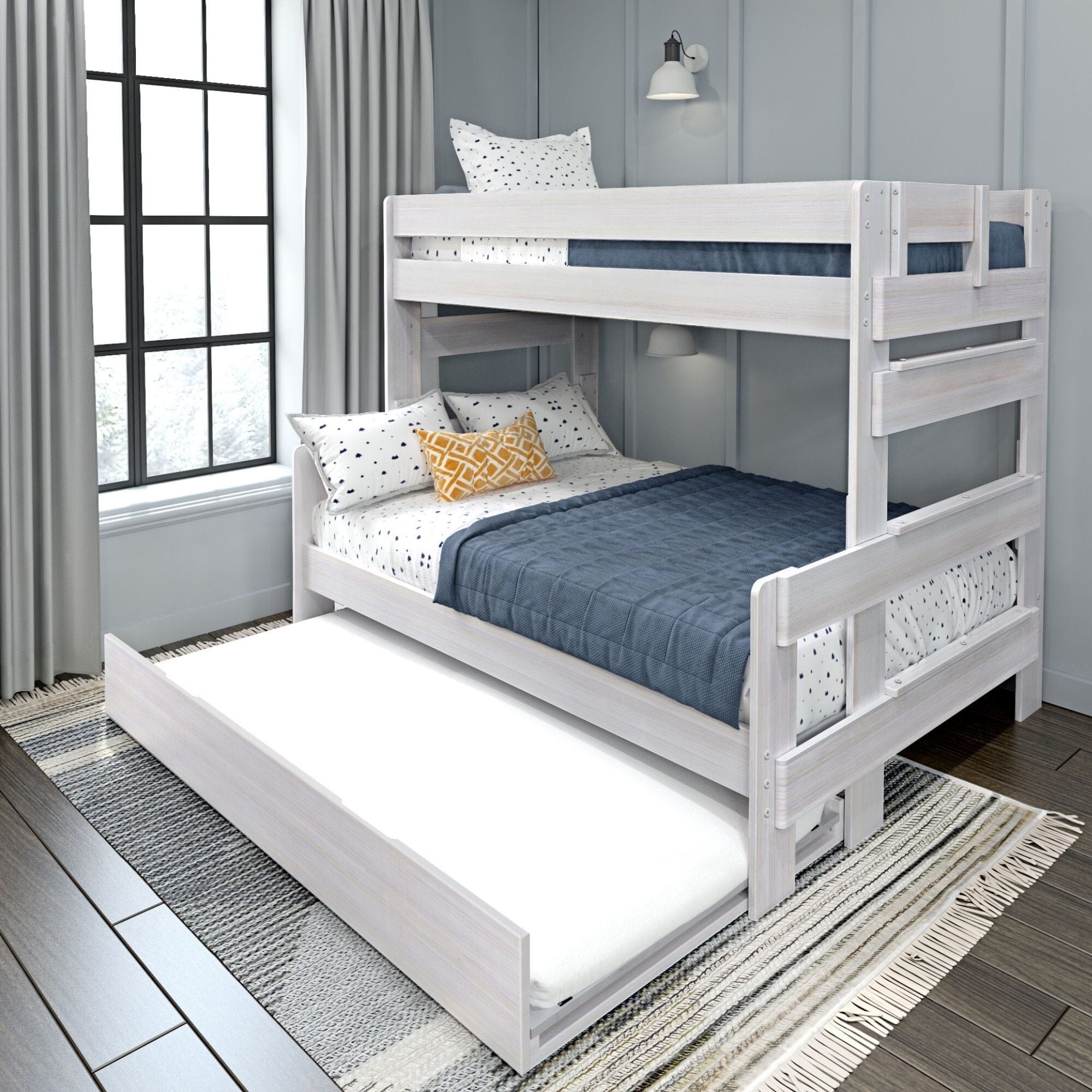 🎄Store Closing Sale💖Modern Farmhouse Twin over Full Bunk Bed with Trundle
