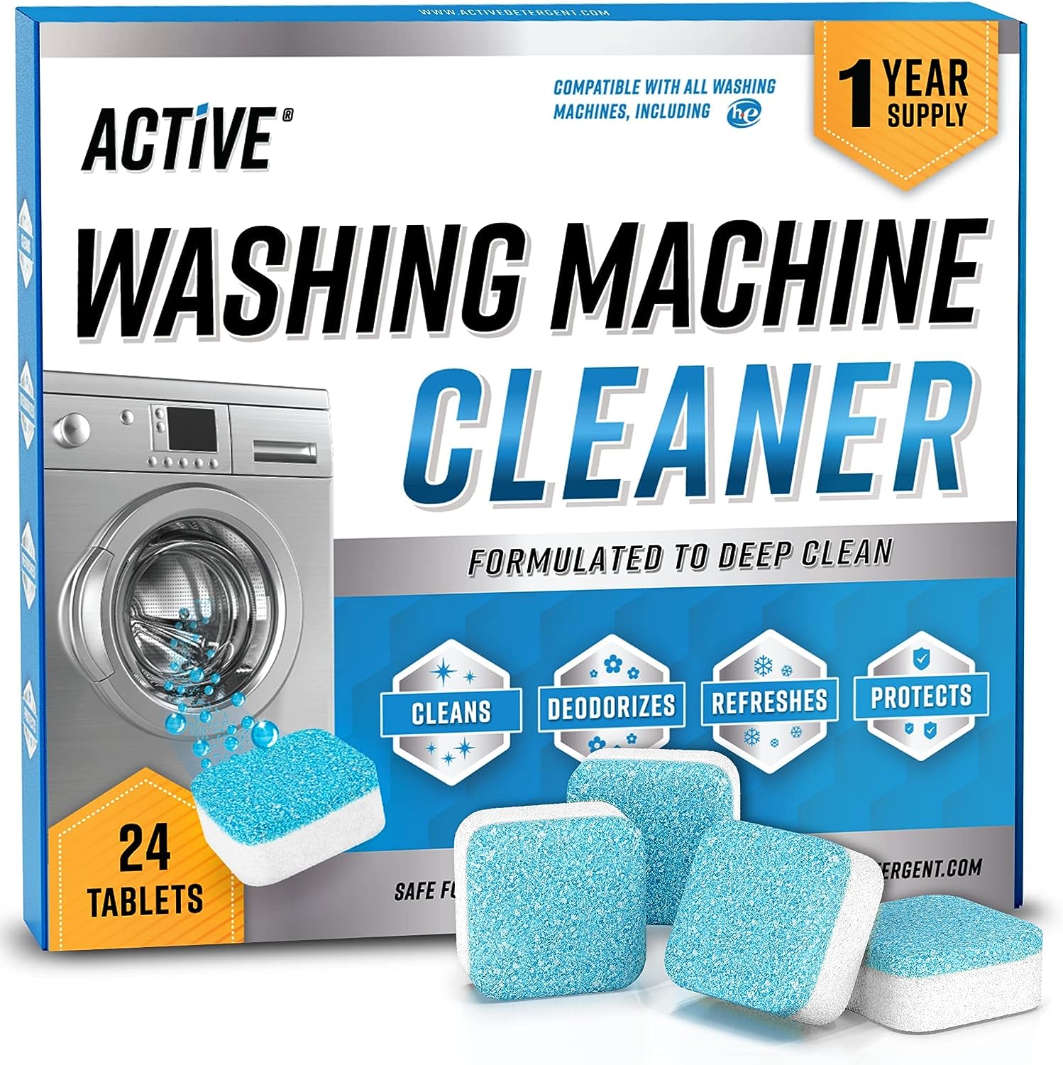 Washing Machine Dishwasher & Disposal Cleaning Tablets – Appliance Refresh Bundle Includes 12 Month Supply Dishwasher Cleaner Deodorizer, Washer Descaler, Disposer Freshener Deep Cleaning – 72 Tablets