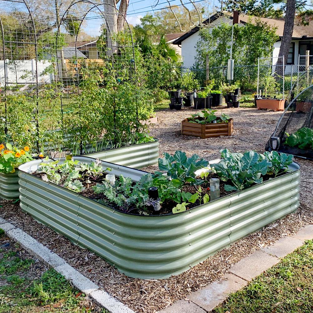 17″ Tall L-Shaped Metal Raised Garden Beds